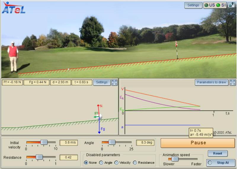 Screenshot of ATeL's putting simulation.