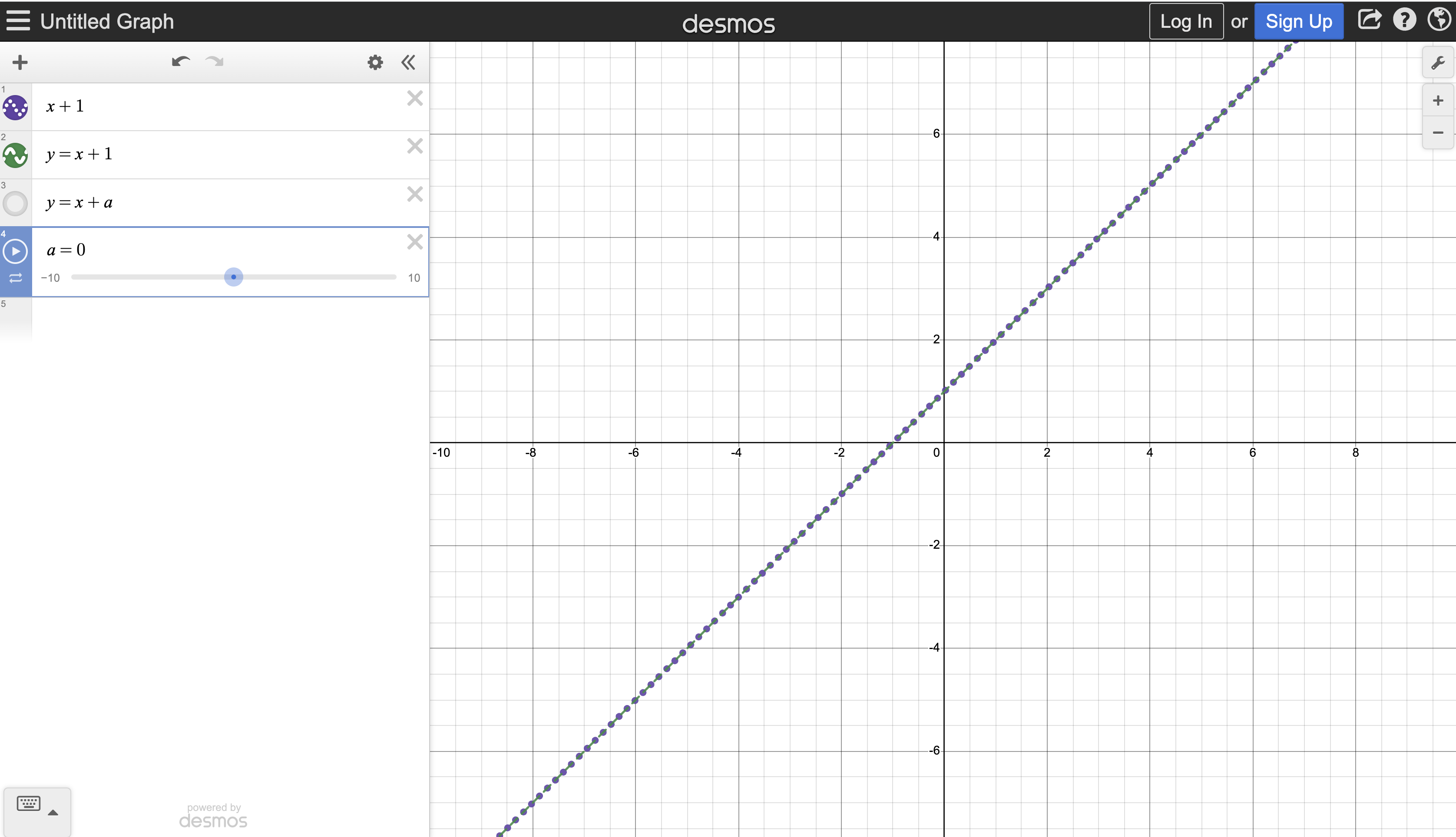 Screenshot of DESMOS interface.